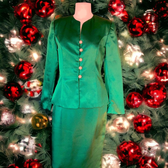 SALE | ANNA CAROLE Vtg Matching Maxi Skirt with Embellished Collarless Blazer - Picture 1 of 15